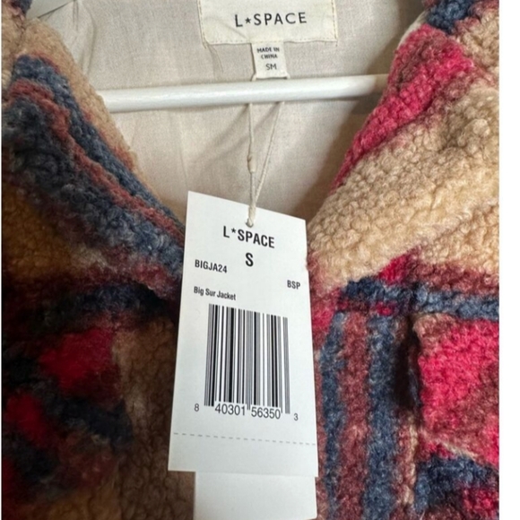 L*SPACE Big Sur Plaid Sherpa Cropped Jacket NWT - Picture 9 of 11